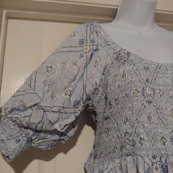Omika Baby Blue Floral Blair Midi Addison Harbor Dress Smocked Tiered. XL NWT - Picture 7 of 11